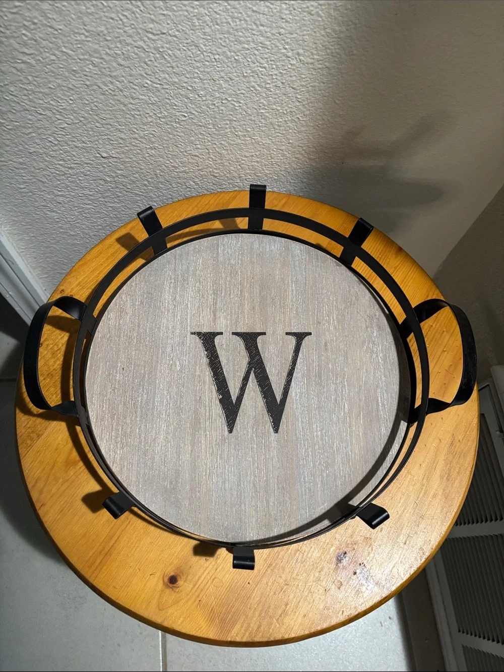 Monogram W Round Serving Tray
